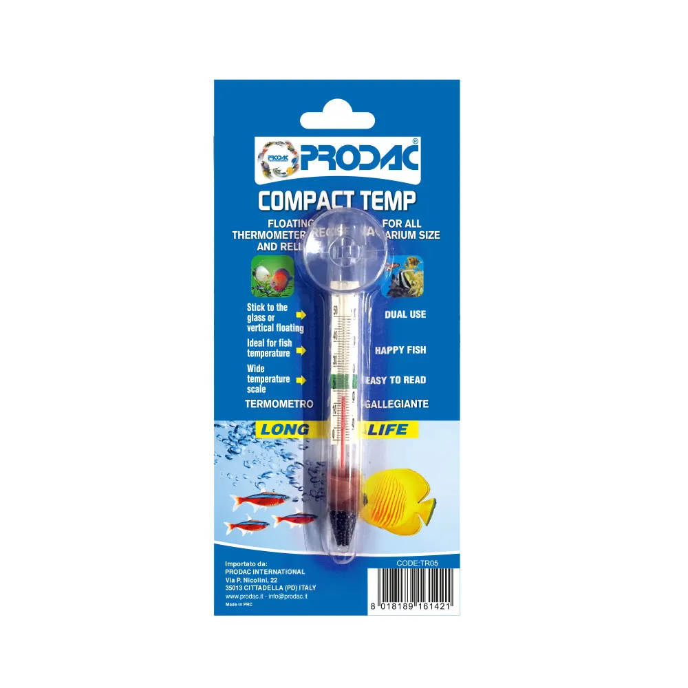 prodac glass thermometer short 11x1cm